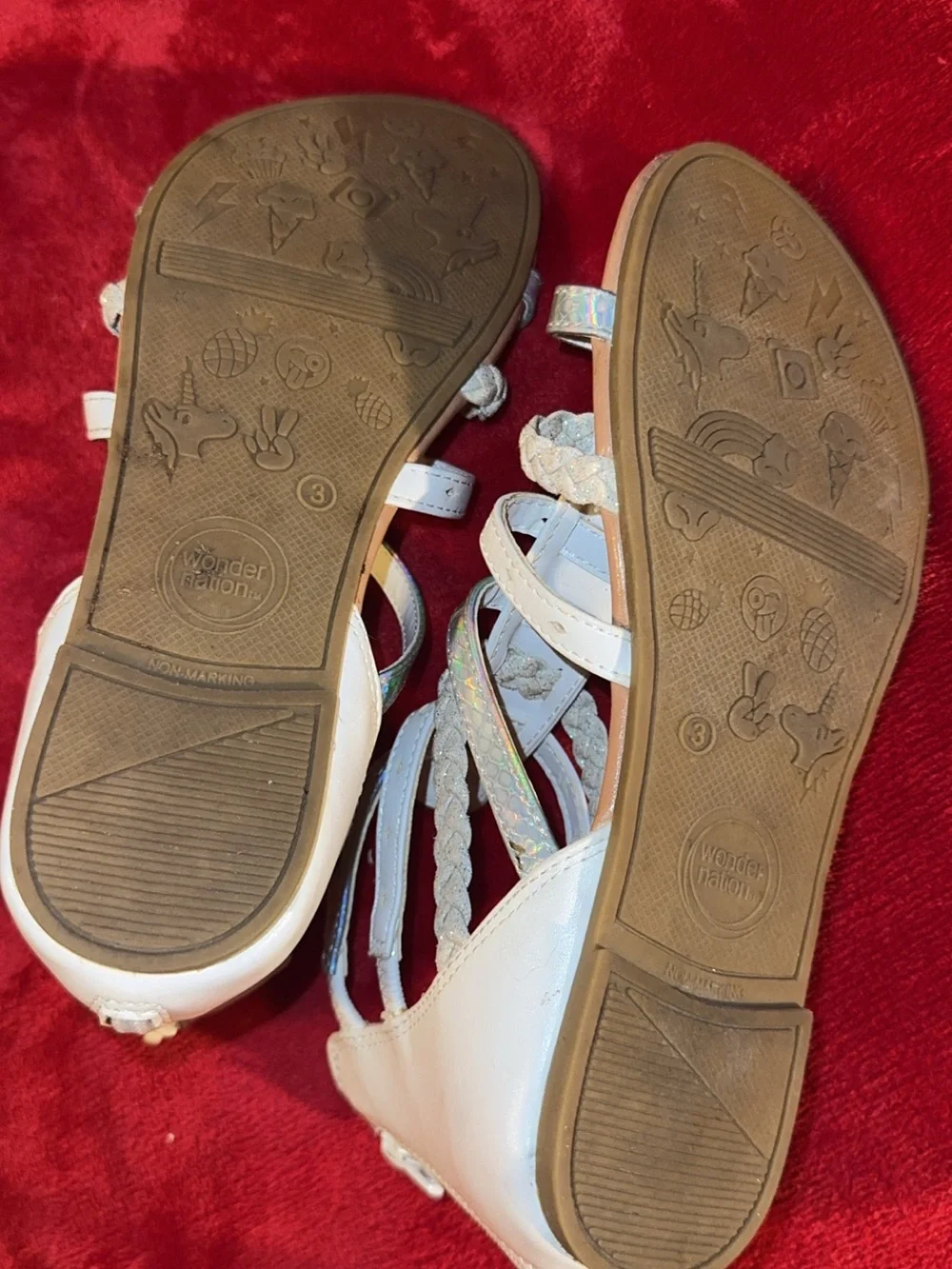 wonder nation White and Iridescent Girls Gladiator Sandals